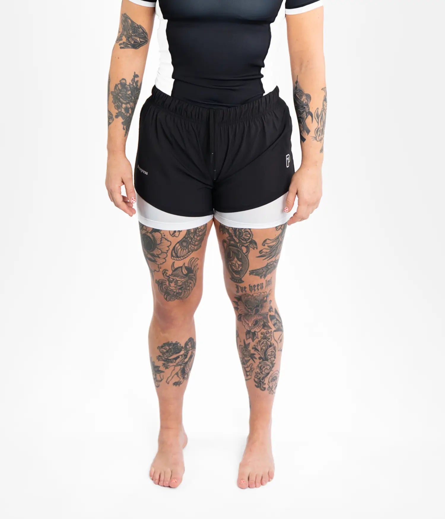 Women's Academy + Hybrid Shorts - Black/White