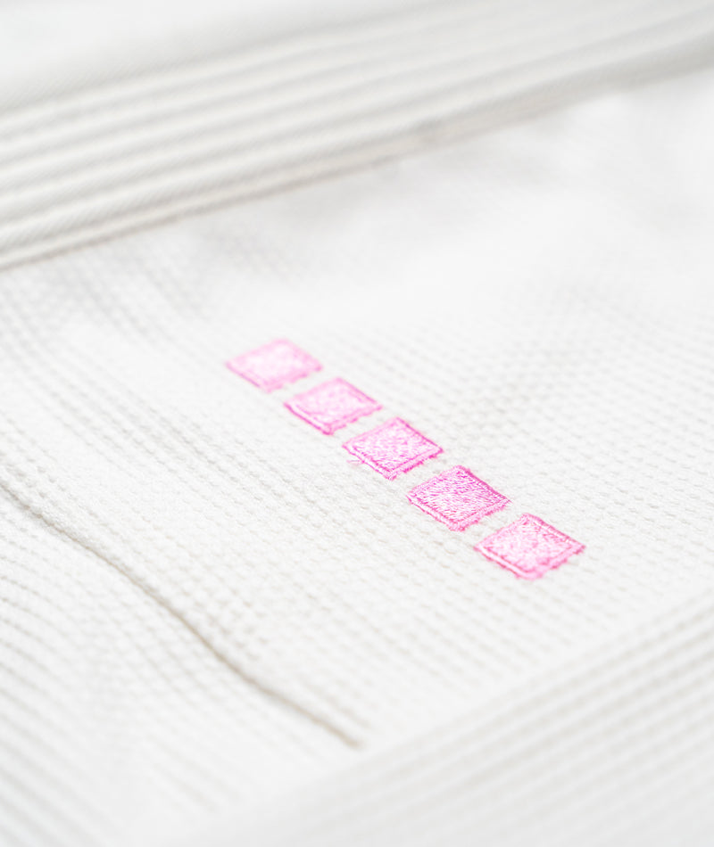 A close up view of the White Ladies M6 Kimono Mark 5 design