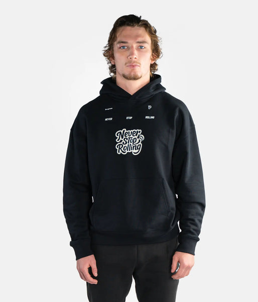 Never Stop Rolling Hoodie Black | Progress Jiu Jitsu EU – Progress