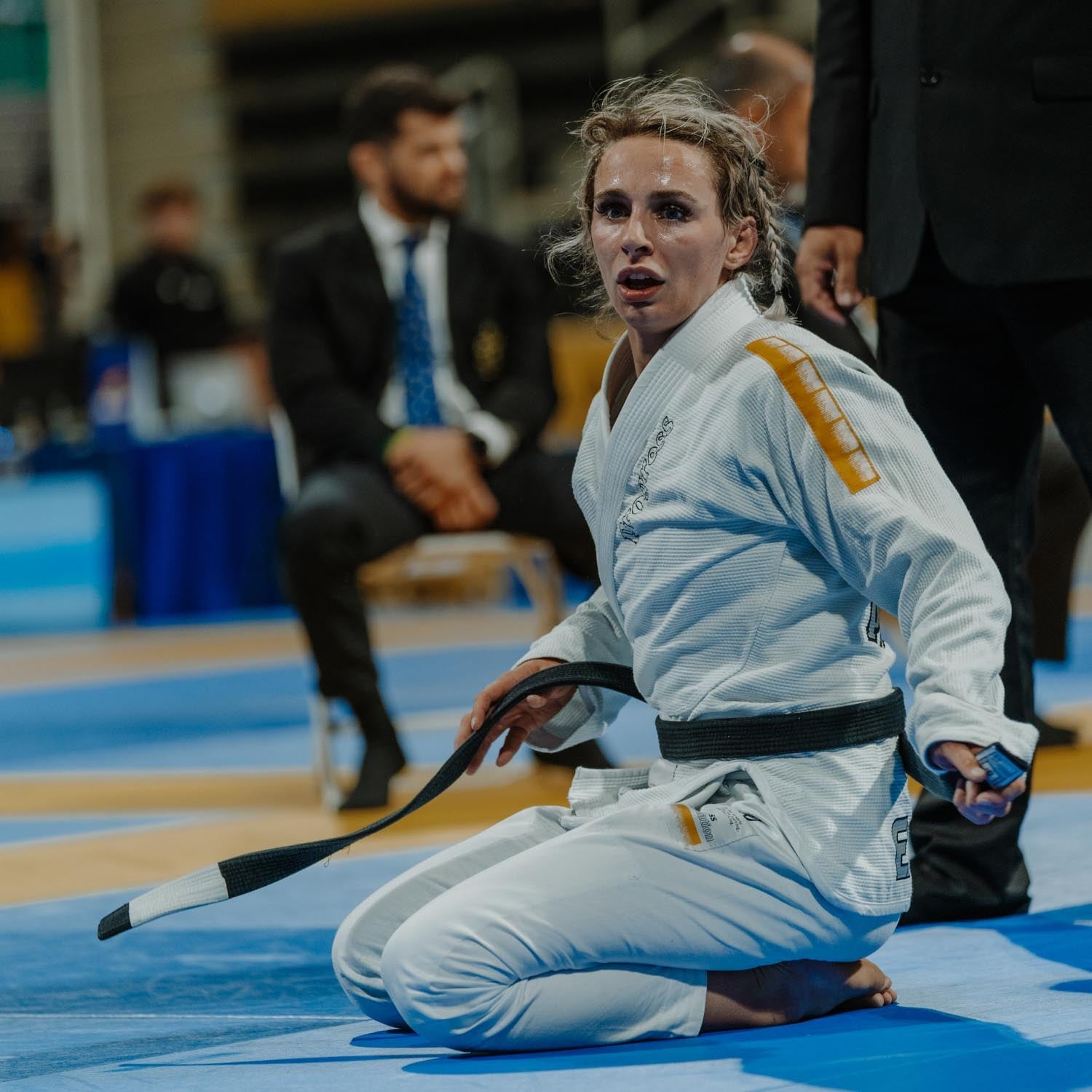 BJJ Black Belt Ffion Davies sporting the Foundation Three (White) during competition
